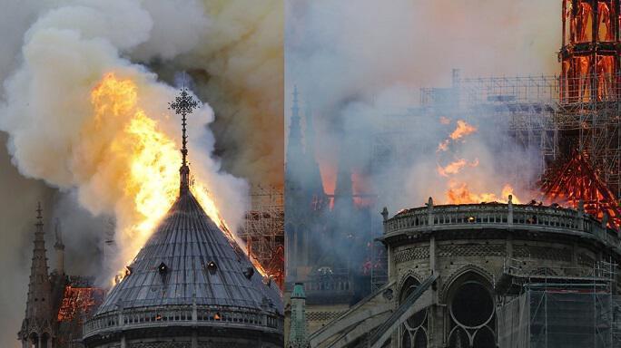 Παναγία των Παρισίων: Φωτογραφίες-σοκ από την φωτιά και την κατάρρευση της στέγης